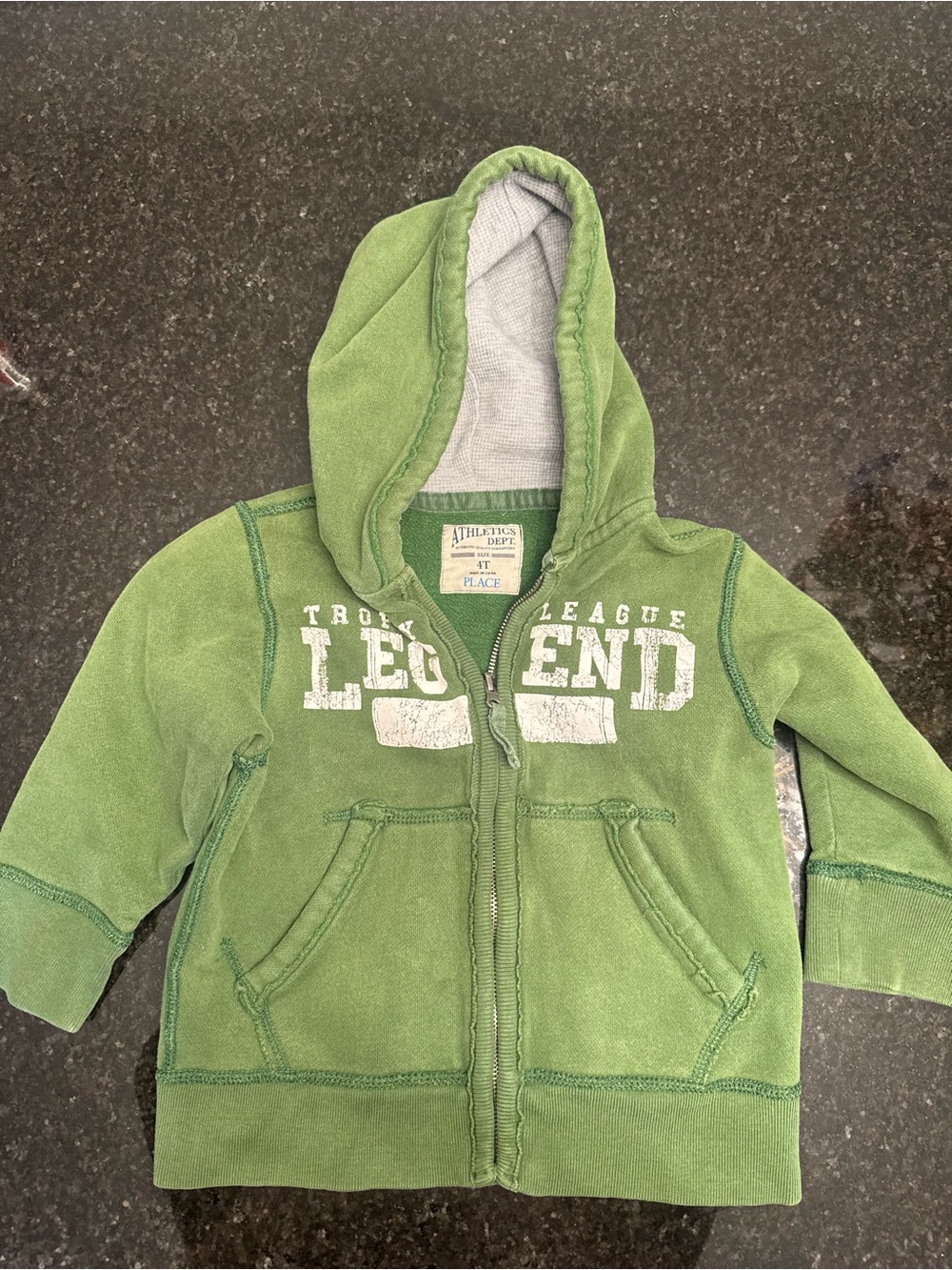 The Children's Place Green Hooded Zip 'Legend' Sweatshirt